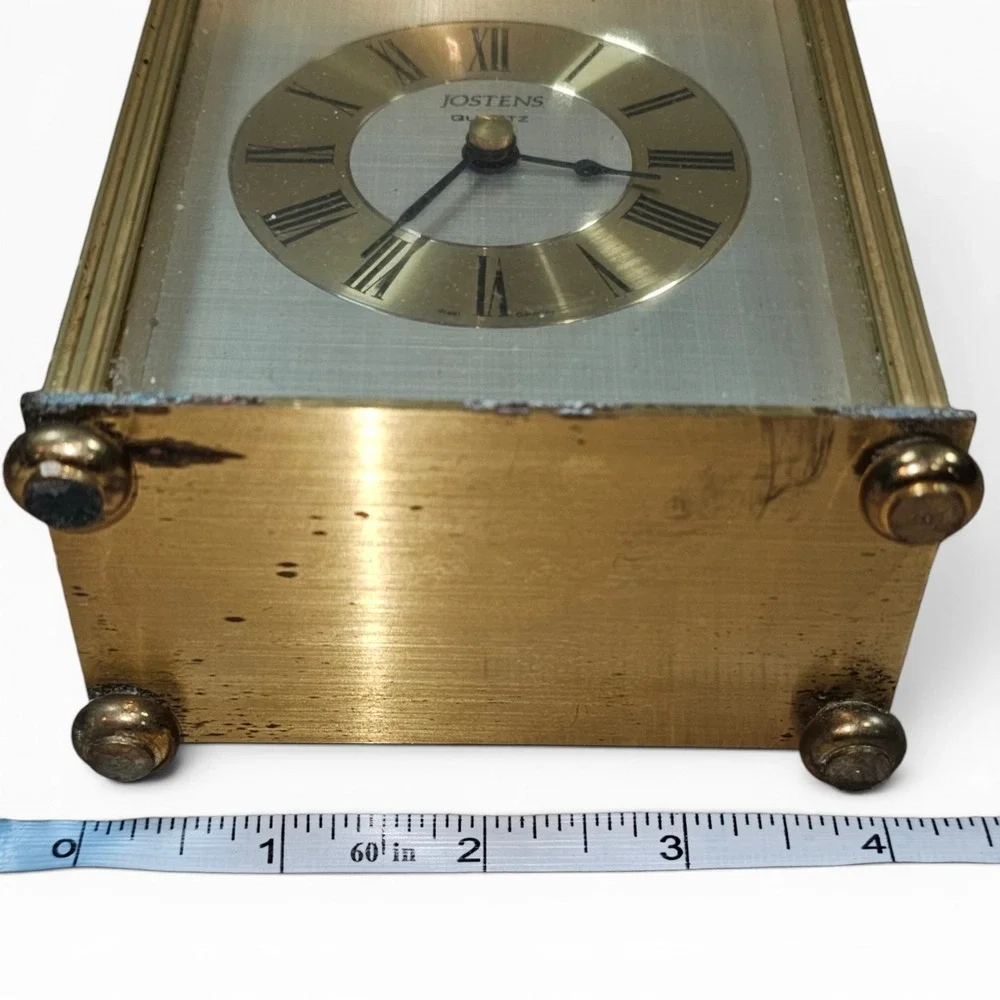 vintage Carriage Clock Gold Fair Jostens‎ West Germany Quartz Roman Numeral Dial